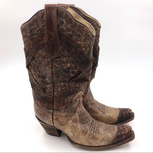 Corral Shoes - Corral Boots Womens Size 9.5 Brown Leather Cowboy
